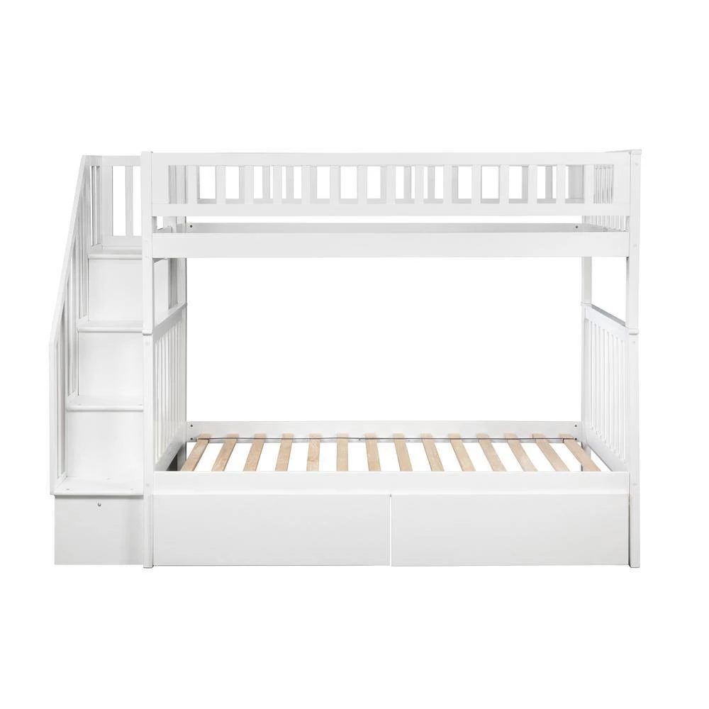 Woodland Staircase Bunk Bed Twin over Twin with 2 Urban Bed Drawers in White by AFI 4 Woodland Staircase Bunk Bed Twin over Twin with 2 Urban Bed Drawers in White by AFI - Image 2
