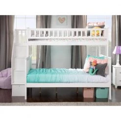 Woodland Staircase Bunk Bed Twin over Full in White by AFI -Outlet AFI Store white afi bunk beds ab56702 c3 1000