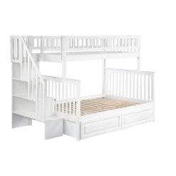 Woodland Staircase Bunk Bed Twin over Full with 2 Raised Panel Bed Drawers in White by AFI -Outlet AFI Store white afi bunk beds ab56722 1f 1000
