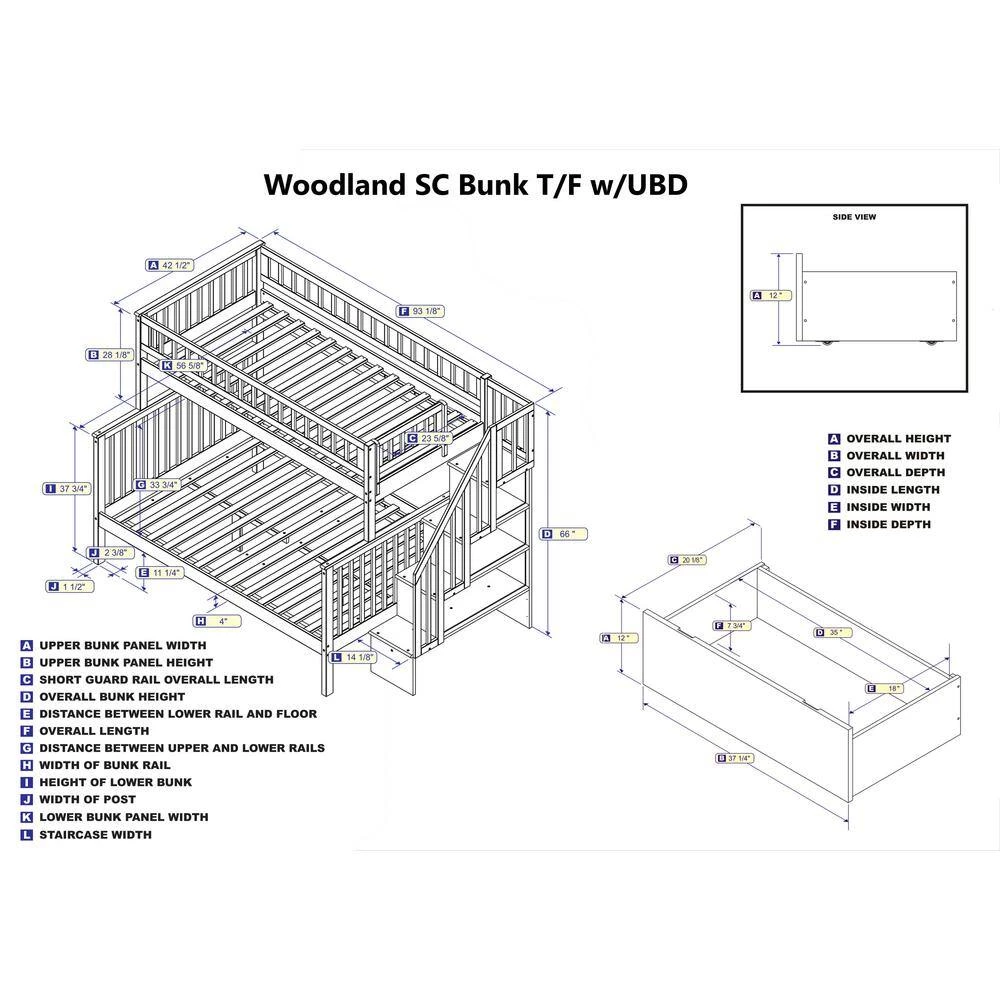 Woodland Staircase Bunk Bed Twin over Full with 2 Urban Bed Drawers in White by AFI 9 Woodland Staircase Bunk Bed Twin over Full with 2 Urban Bed Drawers in White by AFI - Image 7