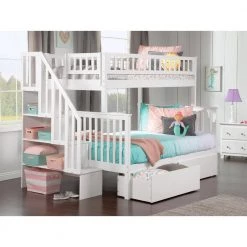 Woodland Staircase Bunk Bed Twin over Full with 2 Urban Bed Drawers in White by AFI 14 Woodland Staircase Bunk Bed Twin over Full with 2 Urban Bed Drawers in White by AFI -Outlet AFI Store white afi bunk beds ab56742 4f 1000