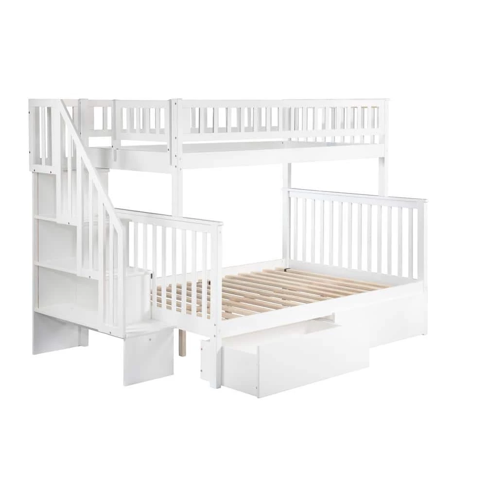 Woodland Staircase Bunk Bed Twin over Full with 2 Urban Bed Drawers in White by AFI 3 Woodland Staircase Bunk Bed Twin over Full with 2 Urban Bed Drawers in White by AFI