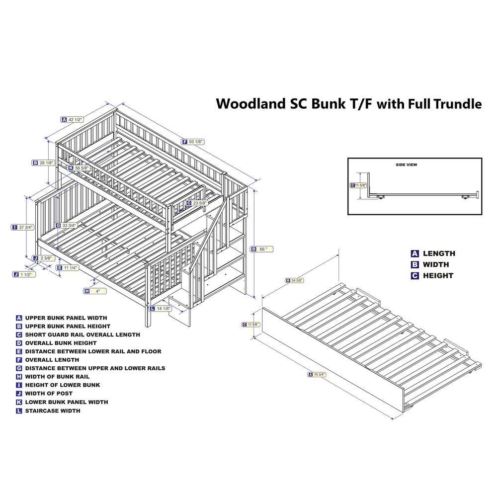 Woodland Staircase Bunk Bed Twin over Full with Full Size Urban Trundle Bed in White by AFI 9 Woodland Staircase Bunk Bed Twin over Full with Full Size Urban Trundle Bed in White by AFI - Image 7