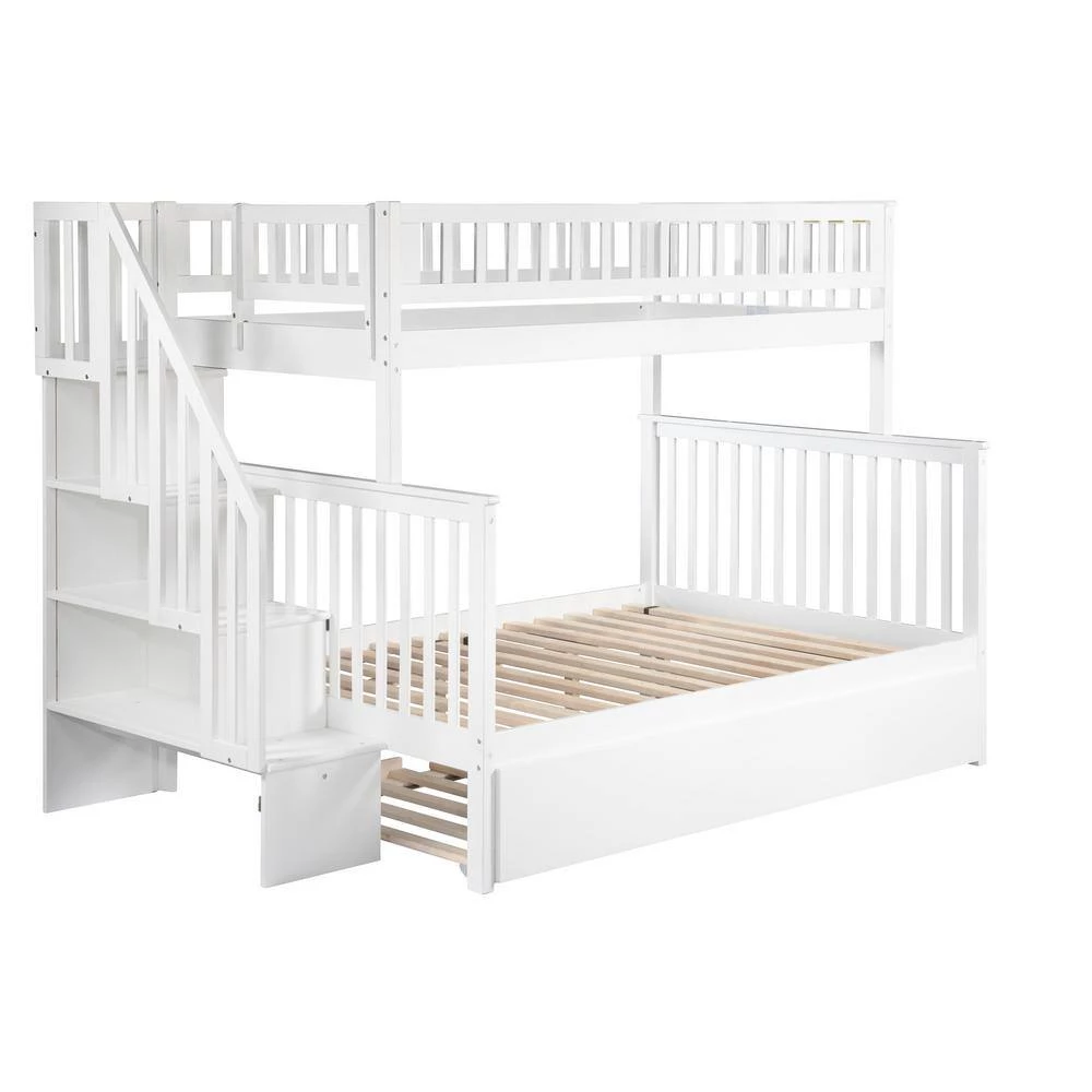 Woodland Staircase Bunk Bed Twin over Full with Full Size Urban Trundle Bed in White by AFI 7 Woodland Staircase Bunk Bed Twin over Full with Full Size Urban Trundle Bed in White by AFI - Image 5