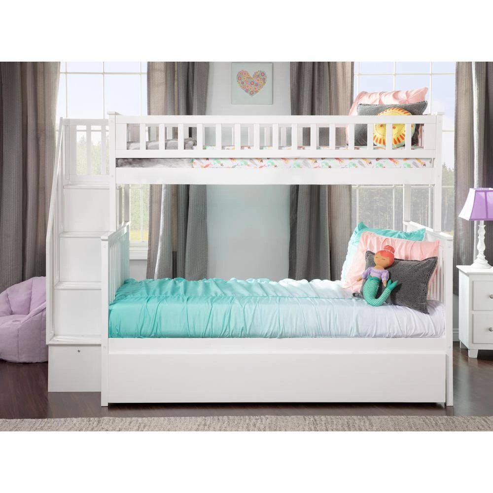 Woodland Staircase Bunk Bed Twin over Full with Full Size Urban Trundle Bed in White by AFI 6 Woodland Staircase Bunk Bed Twin over Full with Full Size Urban Trundle Bed in White by AFI - Image 4