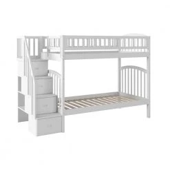 Westbrook White Twin Over Twin Staircase Bunk by AFI