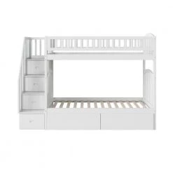 Westbrook White Twin Over Twin Staircase Bunk with 2-Urban Bed Drawers by AFI -Outlet AFI Store white afi bunk beds ab65642 fa 1000