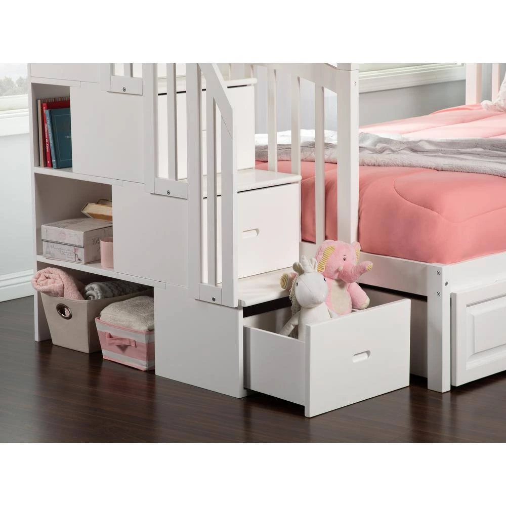 Westbrook White Twin Over Full Staircase Bunk with Twin Size Urban Trundle Bed by AFI 8 Westbrook White Twin Over Full Staircase Bunk with Twin Size Urban Trundle Bed by AFI - Image 6