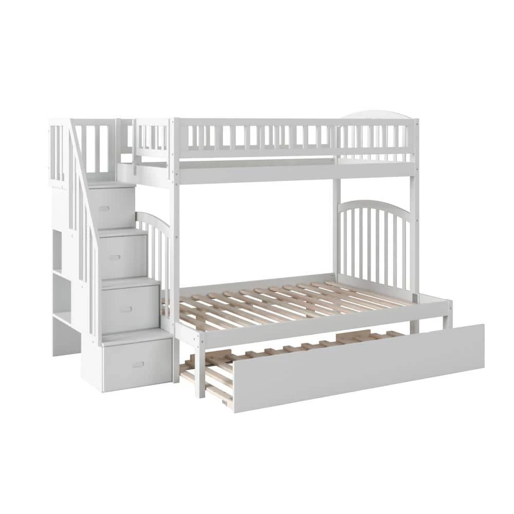 Westbrook White Twin Over Full Staircase Bunk with Twin Size Urban Trundle Bed by AFI 3 Westbrook White Twin Over Full Staircase Bunk with Twin Size Urban Trundle Bed by AFI