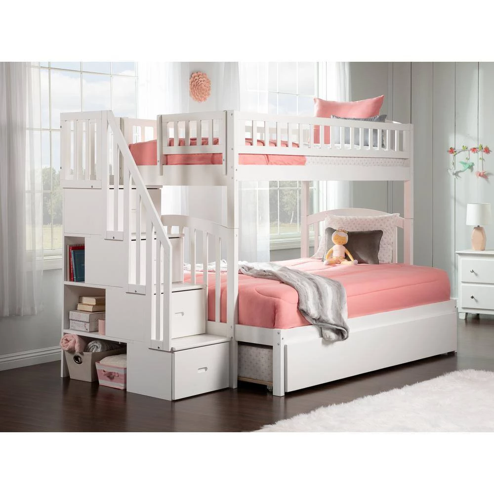 Westbrook White Twin Over Full Staircase Bunk with Twin Size Urban Trundle Bed by AFI 7 Westbrook White Twin Over Full Staircase Bunk with Twin Size Urban Trundle Bed by AFI - Image 5