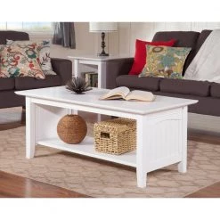 Nantucket 44 in. White Large Rectangle Wood Coffee Table with Shelf by AFI -Outlet AFI Store white afi coffee tables ah15302 31 1000