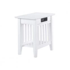 Mission White Chair Side Table with Charger Station by AFI