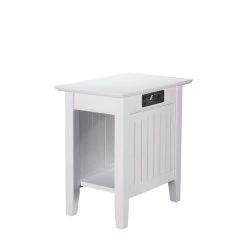 Nantucket White Chair Side Table with Charging Station by AFI