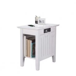 Nantucket White Chair Side Table with Charging Station by AFI -Outlet AFI Store white afi end side tables ah13312 a0 1000