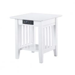 Mission White End Table with Charging Station by AFI