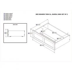 White Queen/King/Twin Extra Long Bed Drawer (Set of 2) by AFI -Outlet AFI Store white afi furniture parts ag8006442 1f 1000