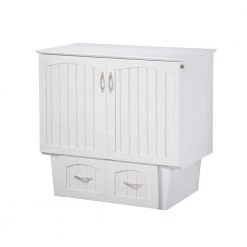Nantucket Murphy Bed Twin White Chest with Charging Station and Coolsoft Mattress by AFI