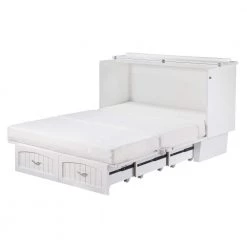 Nantucket Murphy Bed White Queen Chest with Charging Station and Coolsoft Mattress by AFI -Outlet AFI Store white afi murphy beds ac5940002 31 1000