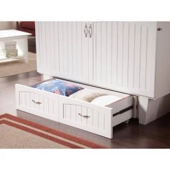 Nantucket Murphy Bed White Queen Chest with Charging Station and Coolsoft Mattress by AFI -Outlet AFI Store white afi murphy beds ac5940002 4f 1000