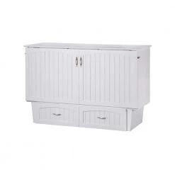 Nantucket Murphy Bed White Queen Chest with Charging Station and Coolsoft Mattress by AFI
