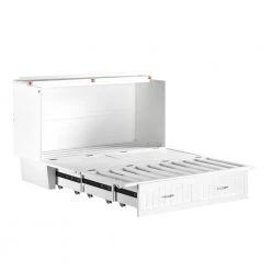 Nantucket Murphy Bed White Queen Chest with Charging Station and Coolsoft Mattress by AFI -Outlet AFI Store white afi murphy beds ac5940002 66 1000