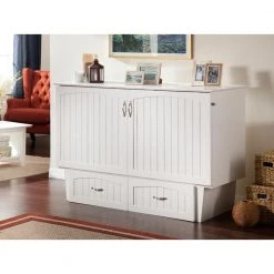 Nantucket Murphy Bed White Queen Chest with Charging Station and Coolsoft Mattress by AFI -Outlet AFI Store white afi murphy beds ac5940002 c3 1000