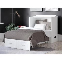 Hamilton White Twin XL Murphy Bed Chest with Charging Station by AFI -Outlet AFI Store white afi murphy beds ac621142 31 1000