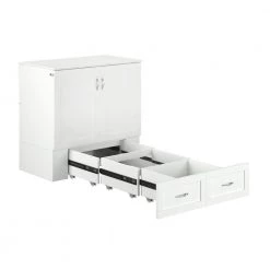 Hamilton White Twin XL Murphy Bed Chest with Charging Station by AFI