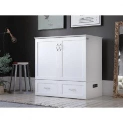 Hamilton White Twin XL Murphy Bed Chest with Charging Station by AFI -Outlet AFI Store white afi murphy beds ac621142 c3 1000