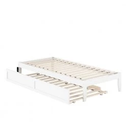 Colorado in White Twin Extra Long Bed with USB Turbo Charger and Twin Extra Long Trundle by AFI