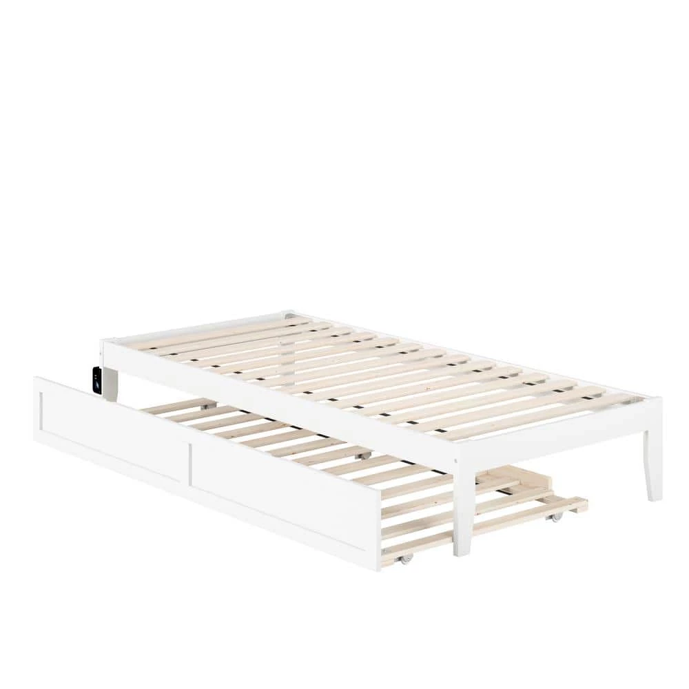 Colorado in White Twin Extra Long Bed with USB Turbo Charger and Twin Extra Long Trundle by AFI 3 Colorado in White Twin Extra Long Bed with USB Turbo Charger and Twin Extra Long Trundle by AFI