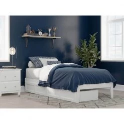 Colorado Twin Extra Long Bed with USB Turbo Charger and 2 Extra Long Drawers in White by AFI -Outlet AFI Store white afi platform beds ag8013412 31 1000