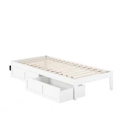 Colorado Twin Extra Long Bed with USB Turbo Charger and 2 Extra Long Drawers in White by AFI