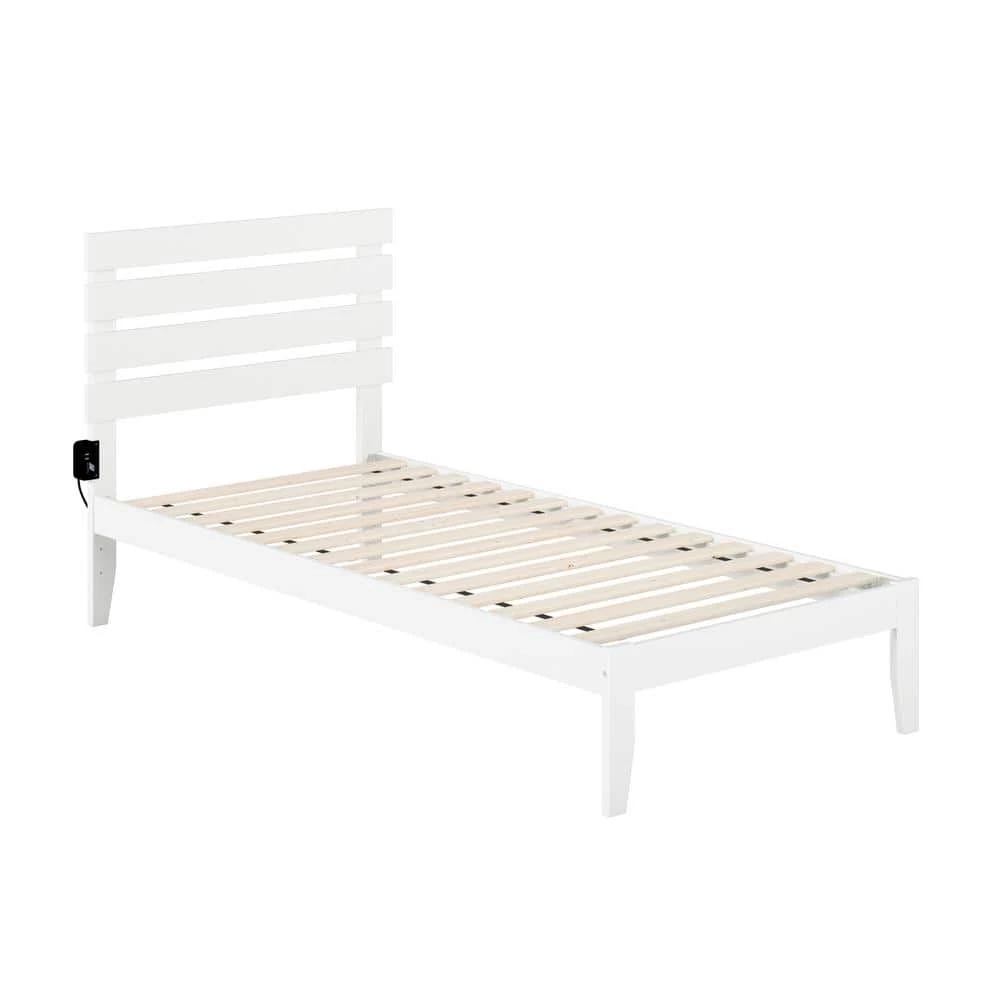Oxford in White Twin Extra Long Bed with USB Turbo Charger by AFI 3 Oxford in White Twin Extra Long Bed with USB Turbo Charger by AFI