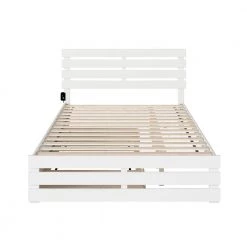 Oxford in White Queen Bed with Footboard and USB Turbo Charger with Twin Extra Long Trundle by AFI -Outlet AFI Store white afi platform beds ag8361142 c3 1000