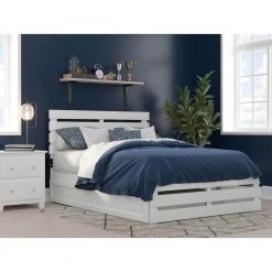 Oxford White Full Bed with Footboard and USB Turbo Charger with Twin Trundle by AFI -Outlet AFI Store white afi platform beds ag8361232 31 1000