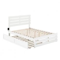 Oxford White Full Bed with Footboard and USB Turbo Charger with Twin Trundle by AFI