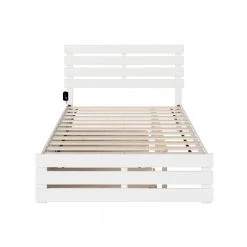 Oxford White Full Bed with Footboard and USB Turbo Charger with Twin Trundle by AFI -Outlet AFI Store white afi platform beds ag8361232 c3 1000