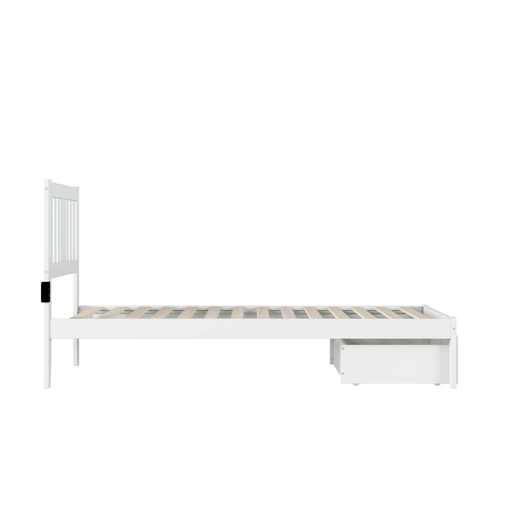 Tahoe Twin Extra Long Bed with Foot Drawer and USB Turbo Charger in White by AFI 7 Tahoe Twin Extra Long Bed with Foot Drawer and USB Turbo Charger in White by AFI - Image 5