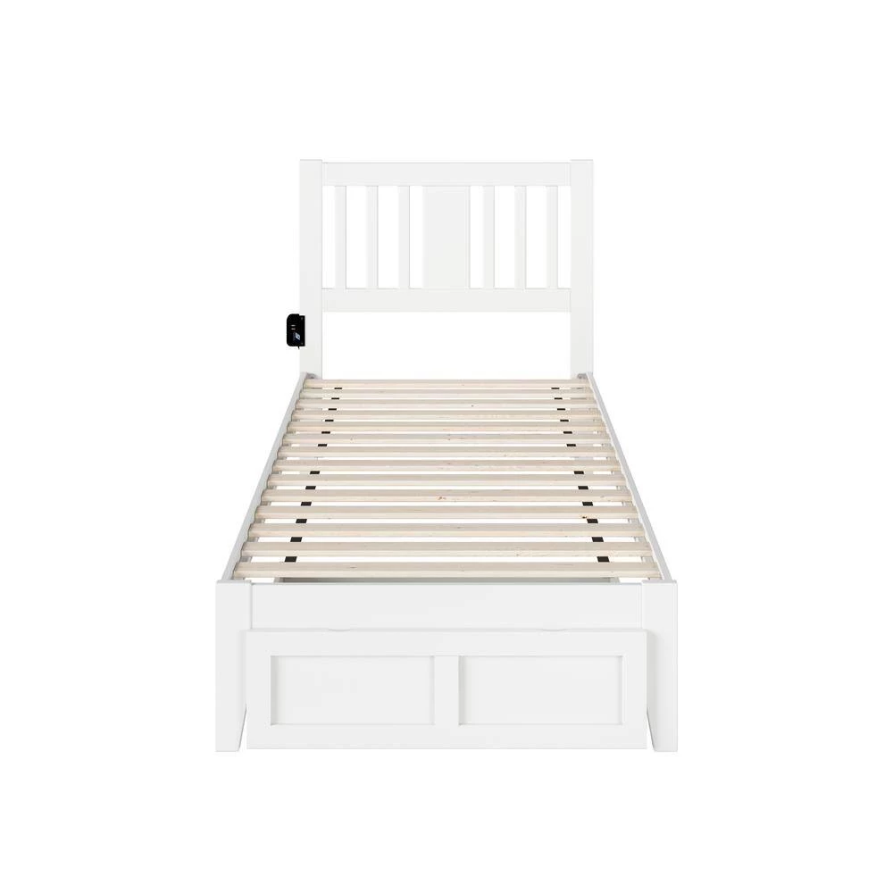 Tahoe Twin Extra Long Bed with Foot Drawer and USB Turbo Charger in White by AFI 5 Tahoe Twin Extra Long Bed with Foot Drawer and USB Turbo Charger in White by AFI - Image 3