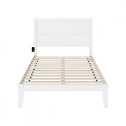 NoHo 53-1/2 in. W White Full Size Solid Wood Frame with Attachable USB Device Charger Platform Bed by AFI -Outlet AFI Store white afi platform beds ag9110032 c3 1000