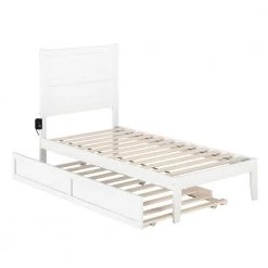 NoHo White Twin Bed with Twin Trundle by AFI