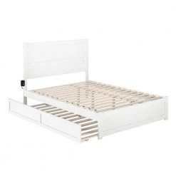 NoHo White Queen Bed with Footboard and Twin Extra Long Trundle by AFI