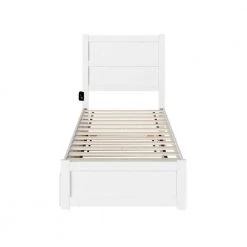 NoHo White Twin Bed with Footboard and Twin Trundle by AFI -Outlet AFI Store white afi platform beds ag9161222 44 1000