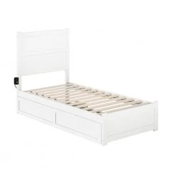 NoHo White Twin Bed with Footboard and Twin Trundle by AFI -Outlet AFI Store white afi platform beds ag9161222 c3 1000