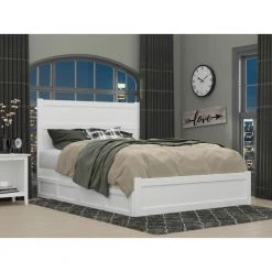 NoHo White Queen Bed with Footboard and 2-Drawers by AFI -Outlet AFI Store white afi platform beds ag9163442 31 1000