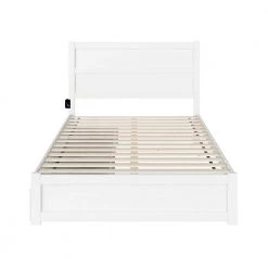 NoHo White Queen Bed with Footboard and 2-Drawers by AFI -Outlet AFI Store white afi platform beds ag9163442 44 1000