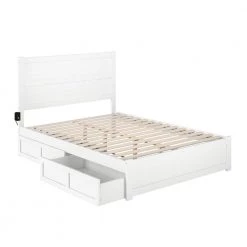 NoHo White Queen Bed with Footboard and 2-Drawers by AFI