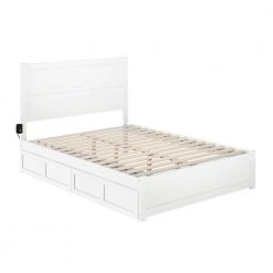 NoHo White Queen Bed with Footboard and 2-Drawers by AFI -Outlet AFI Store white afi platform beds ag9163442 c3 1000