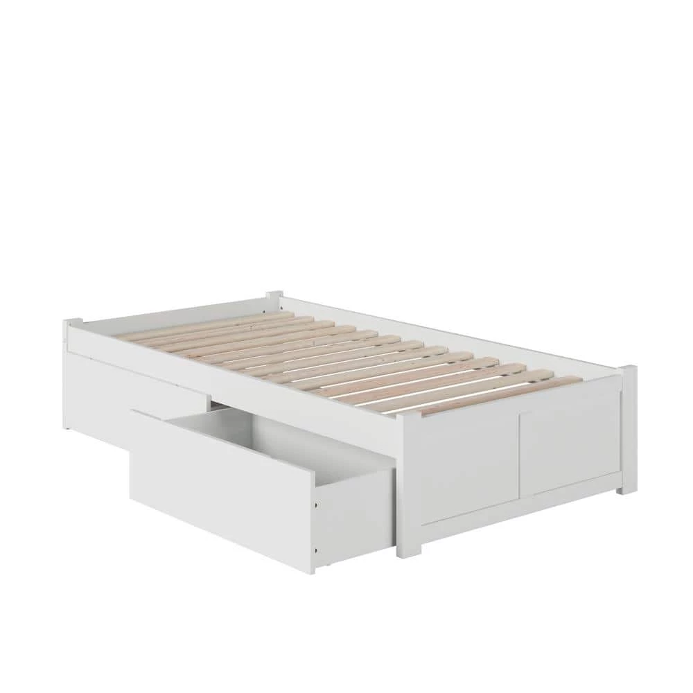Concord White Twin XL Platform Bed with Flat Panel Foot Board and 2-Urban Bed Drawers by AFI 3 Concord White Twin XL Platform Bed with Flat Panel Foot Board and 2-Urban Bed Drawers by AFI